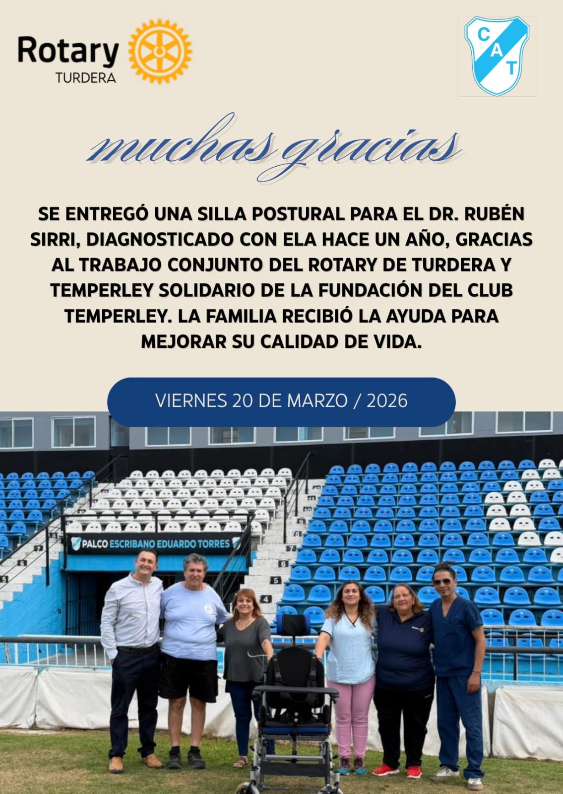 DONACION ROTARY TURDERA Y FUNDACION CLUB ATLETICO TEMPERLEY